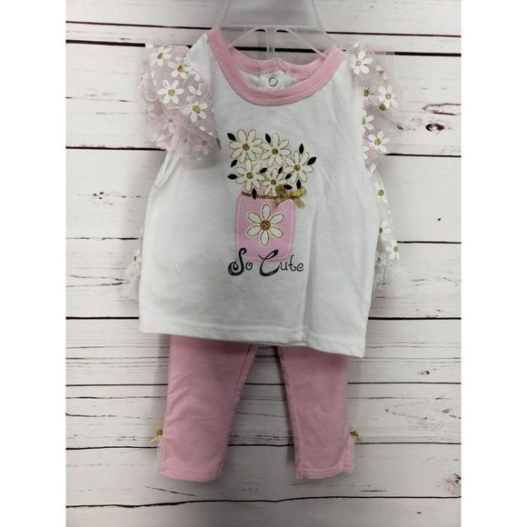 DDG Darlings SO CUTE Flower pot 2 piece outfit 12 months white pink lace mesh - Picture 7 of 7